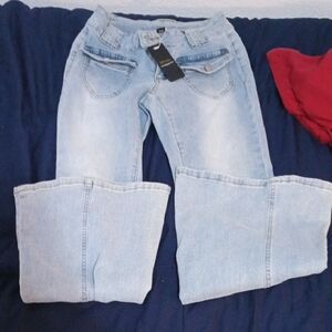Chic Light Blue Flare Jeans for Women